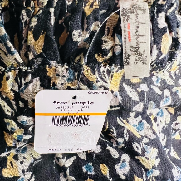 NWT Free People Instant Crush Camisole Floral Tank Black Gold Size Small - Picture 9 of 10